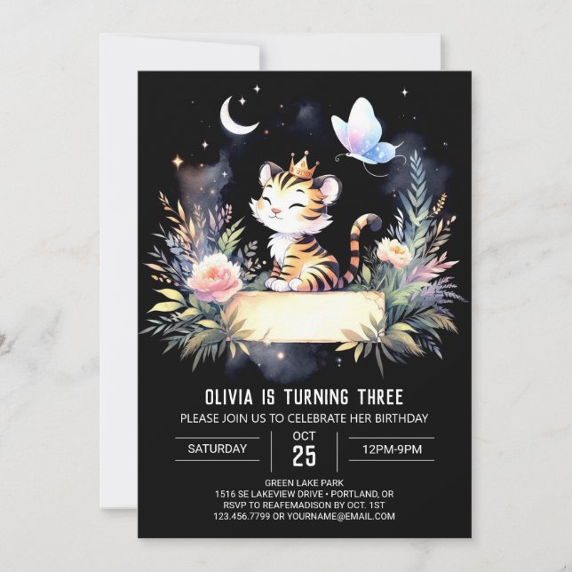 Convites Woodland Happy Tiger Birthday (Frente)