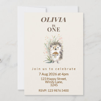 Convites Woodland Hedgehog First Birthday Invitation