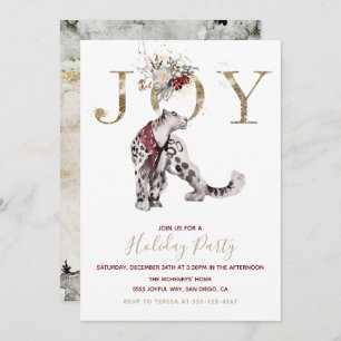 Convites Woodland Joy Snow leopardo-do-leão Feriado