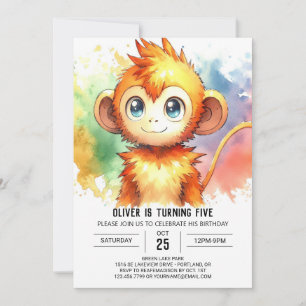Convites Woodland Kids Monkey Birthday