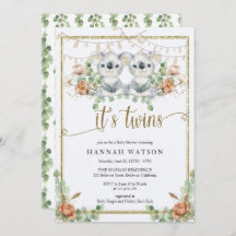 Woodland Koala Sexo Chá de fraldas das Gêmeas Neut