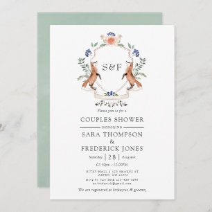 Convites Woodland Laurel Crest Monogramas Casal Chá Invi