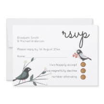 Woodland Love Birds Casando RSVP MENU Rustic Kraft