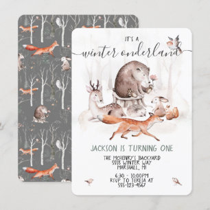 Convites Woodland Onderland Scandinavian Festa de aniversá