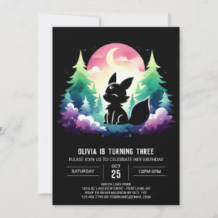 Convites Woodland Pastel Wolf Birthday