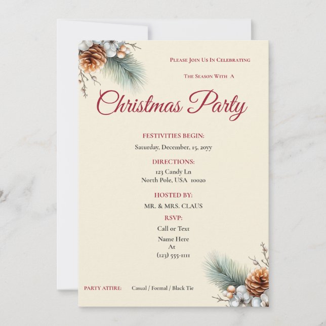 Convites Woodland Pine & Berry Customizable Invitation (Frente)