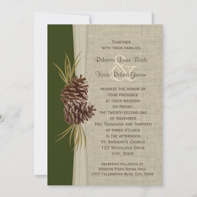 Convites Woodland Pines Wedding (Verso)