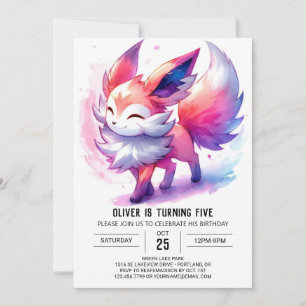 Convites Woodland Pintable Fox Birthday