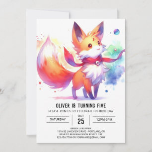 Convites Woodland Pintable Fox Birthday