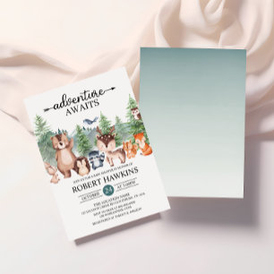 Convites Woodland Rustic Adventure Aguarda Chá de fraldas