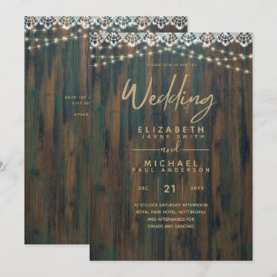 Convites Woodland RUSTIC WOOD LUZ LACE Casamento