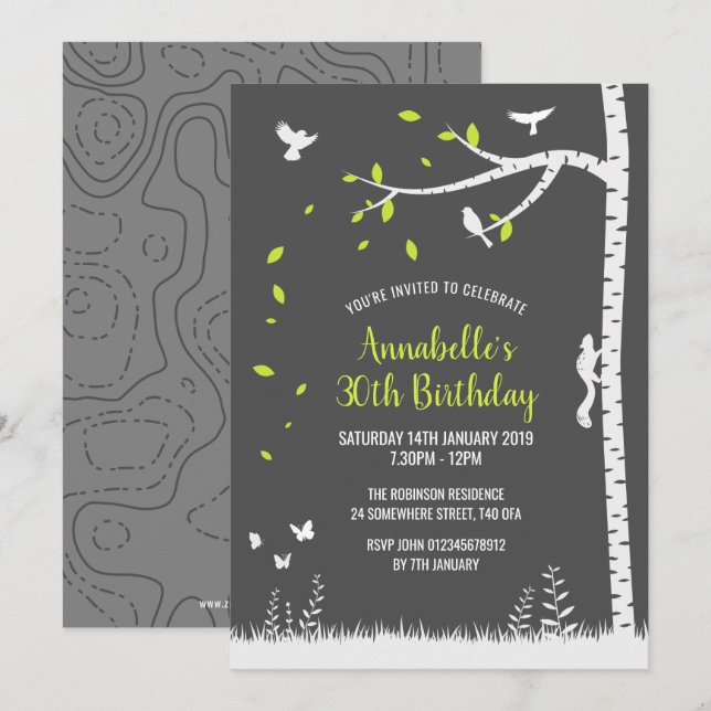 Convites Woodland Silhouette Scenery (Frente/Verso)