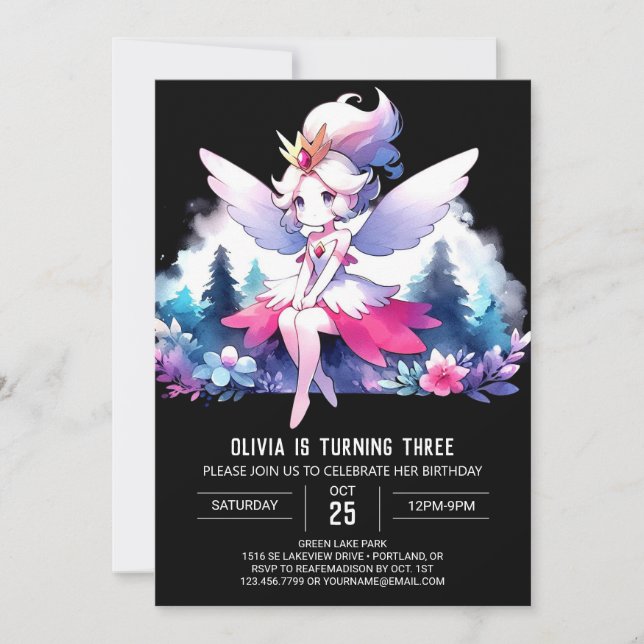 Convites Woodland Simple Fairy Birthday (Frente)