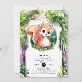 Convites Woodland Simple Squirrel Birthday
