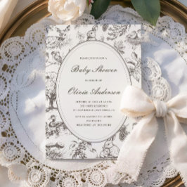 Convites Woodland Sketched Allover Print Baby Shower