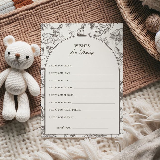 Convites Woodland Sketched Wishes for Baby Card (Criador carregado)
