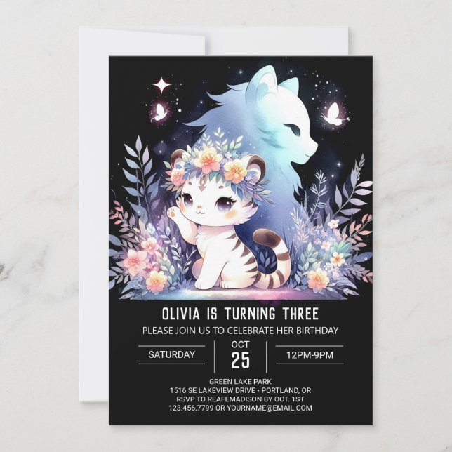 Convites Woodland Sweet Tiger Birthday (Frente)