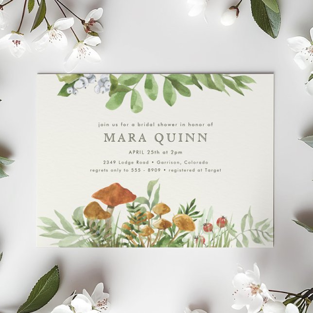 Convites Woodland Toadstool Chá de panela verde (Criador carregado)