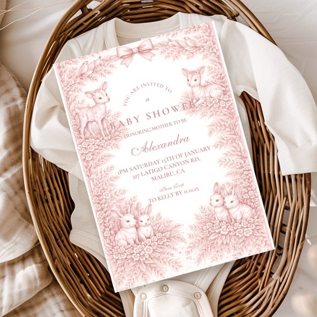 Convites Woodland Toile Baby Shower (Criador carregado)