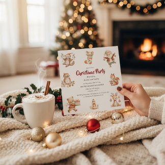 Convites Woodland Whimsy Christmas Party Invitation