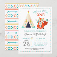 Woodland Wild One Fox Boho Teepee Boyprimeiro aniv