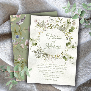 Convites Woodland Wildflower Wreath Weding