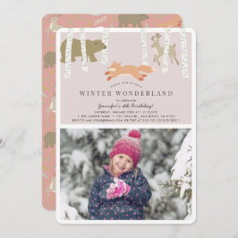 Convites Woodland Winter Wonderland Foto Rosa Birthday