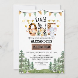 Convites Woodland Wonder Jungle Safari primeiro aniversario