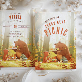 Convites Woodland Wonder - Primeiro Aniversário do Picnic D