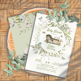 Convites Woodland Wreath Wreath Crib Cradle Chá de fraldas