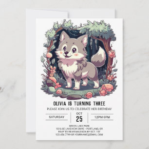 Convites Woods Simple Digital Wolf Birthday