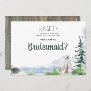 Convites Woodsy Mounts Adventure Bridesmaid Proposta