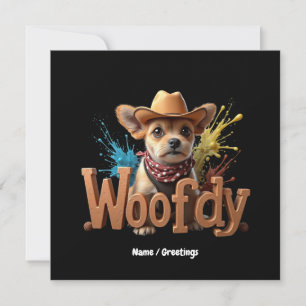 Convites Woofdy Funny Western Cowboy Dog no Texas