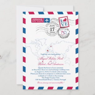 Convites World Locations Airmail   Casamento