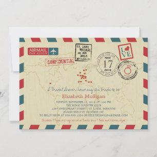 Convites World Traveler Airmail Chá de panela