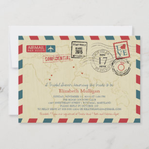 Convites World Traveler Airmail Chá de panela