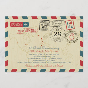Convites World Traveler Airmail   Chá de panela