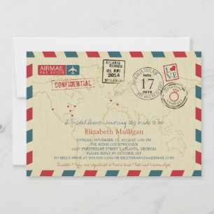 Convites World Traveler Airmail   Chá de panela