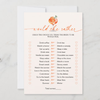 Convites Would She Rather Cocktail Bridal Shower Game 