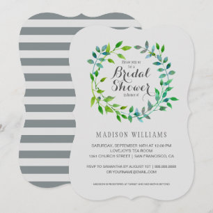 Convites Wreath de Folha Verde de Água  Chá de panela