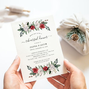 Convites Wreath de Natal Floral Janto de ensaio de casame