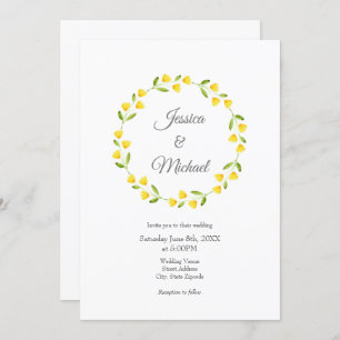 Convites Wreath Floral Amarelo