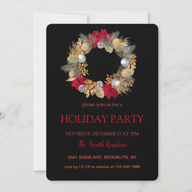 Convites Wreath Natal Elegantemente Chic (Frente)