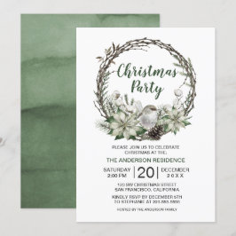 Convites Wreath Wreath Poinsettia e natal