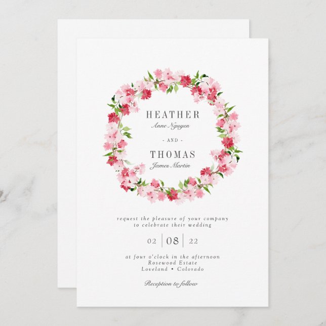 Convites Wreath Wreath Wreath Invitation (Frente/Verso)