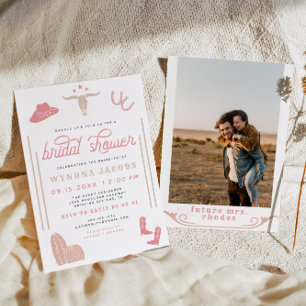 Convites WYONA Blush Cowgirl Último Chá de panela Rodeo