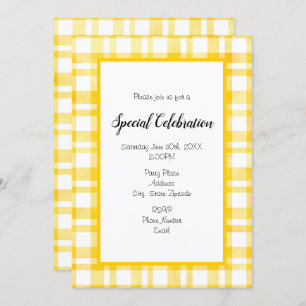 Convites "Xadrez Amarela Solarenga" Qualquer Ocasião