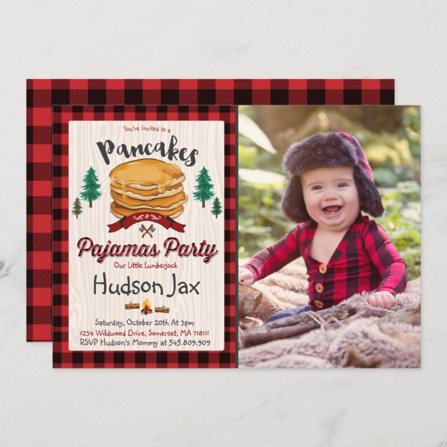 Convites Xadrez De Aniversário De Panjamas (Frente/Verso)