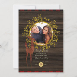 Convites Xadrez de Búfalo Rústico com Cervo FOTO QUALQUER E