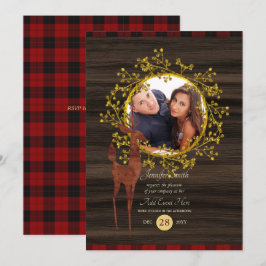 Convites Xadrez de Búfalo Rústico com Cervo FOTO QUALQUER E